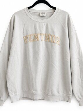 Soft as a Grape Ventnor Sweatshirt XL Ivory Cream Applique Crewneck Pullover